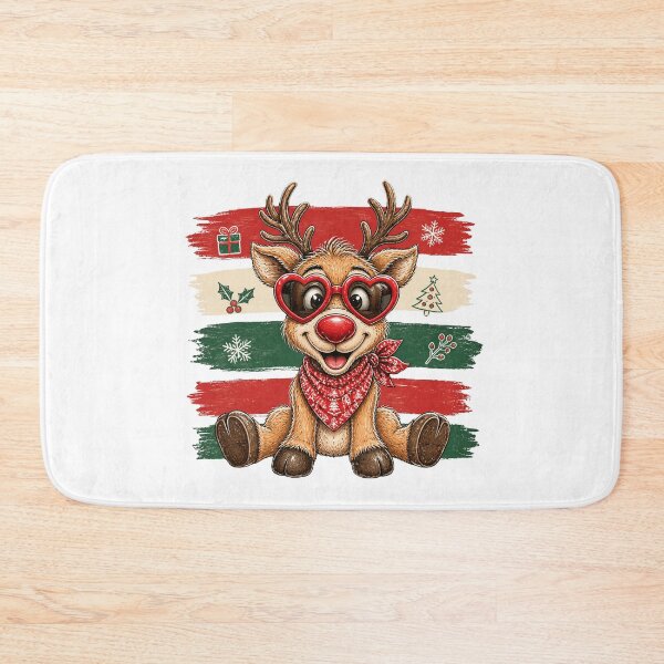 Item preview, Christmas Reindeer with Heart Glasses and Red Scarf designed and sold by Cute-and-Co.