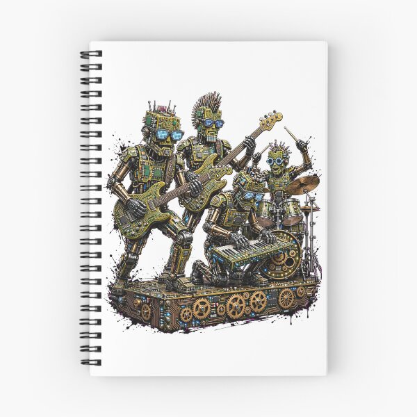 Item preview, Cyberpunk Robot Rock Band Steampunk Musicians Graphic designed and sold by  One City Two Children Studio.
