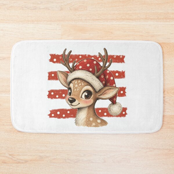 Item preview, Cute Reindeer in Santa Hat with Painted Stripes designed and sold by Cute-and-Co.