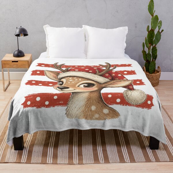 Item preview, Cute Reindeer in Santa Hat with Painted Stripes designed and sold by Cute-and-Co.