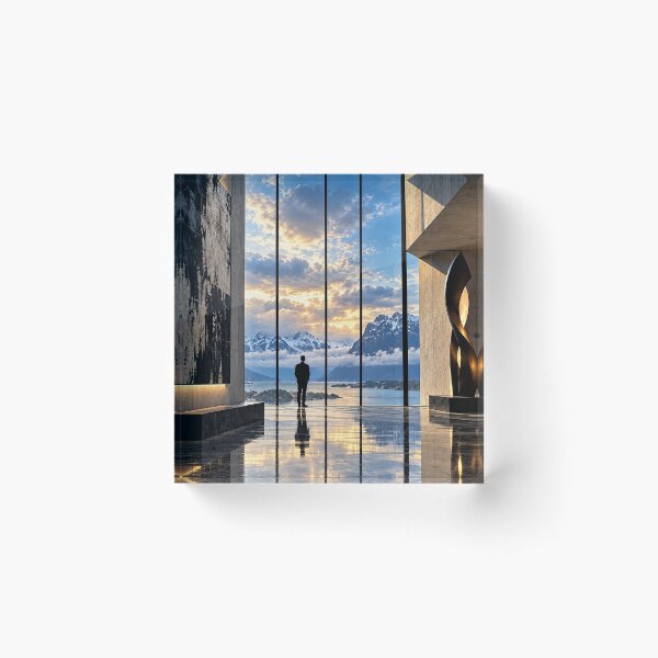 Item preview, Architectural Serenity – Mountain Sunset in a Contemporary Interior designed and sold by Sed94.