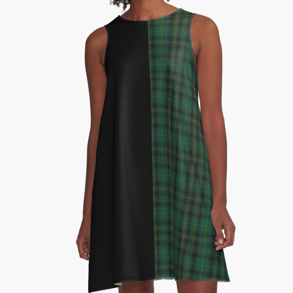 Tartan punk green and black A-Line Dress