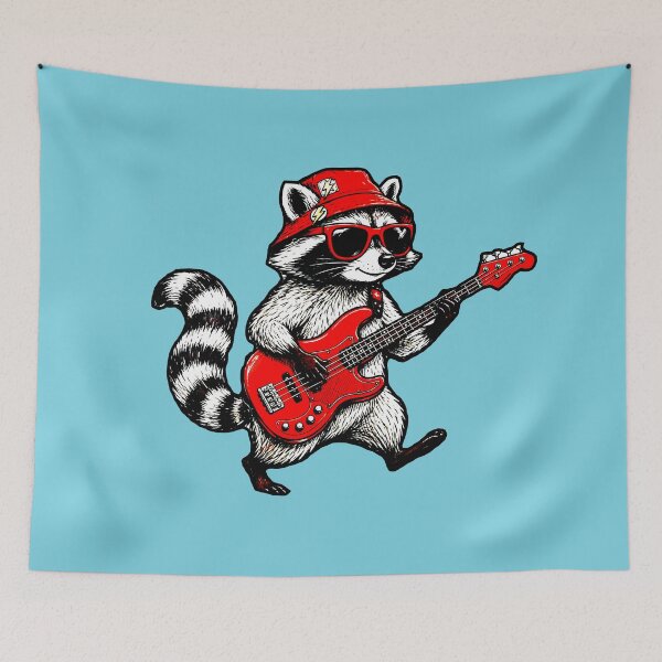 Item preview, Rocker Raccoon Red Guitar Cap Glasses Rock Music Funny designed and sold by AstronautMerch.