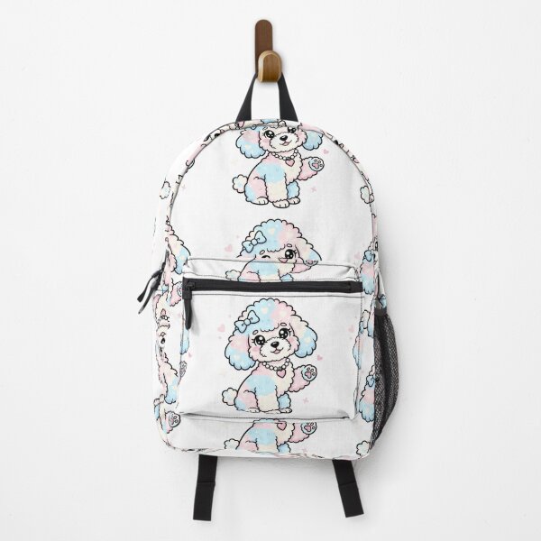 Item preview, Waving Poodle Puppy - Cute Pink and Blue Girly Dog With Bow designed and sold by Lucid Dream Pixel.