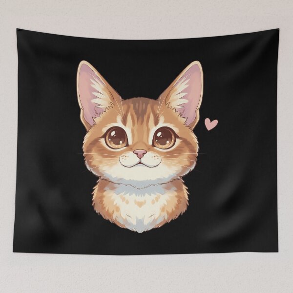 Item preview, Kawaii Abyssinian Kitten - Cute Big Eyed Ruddy Cat Face Art designed and sold by Lucid Dream Pixel.
