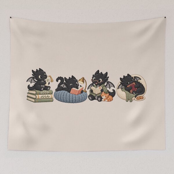 Item preview, Cute Dragon Reading Books, Fantasy Book Lover, Magical Bookish Dragon, Cozy Reading Bookworm Aesthetic designed and sold by Quiajia.