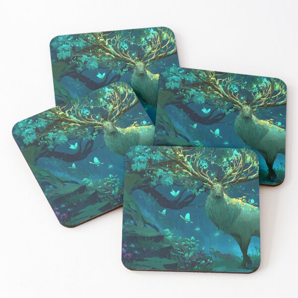 Item preview, Majestic Forest Druid Stag Deer Art - Enchanted Glowing Antlers & Glowing Butterflies Nature Fantasy designed and sold by MerchMain.