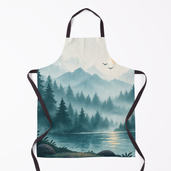 Item preview, Misty Forest Lake Landscape – Serene Mountain and Pine Tree Nature Art designed and sold by LexaArtworks.