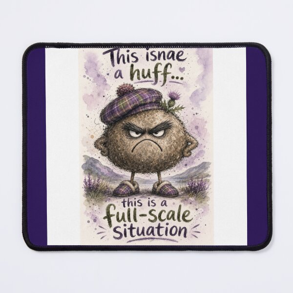 Item preview, Haggis in a Mega Huff – Funny Scottish Watercolour Character designed and sold by DesignsbyDandan.