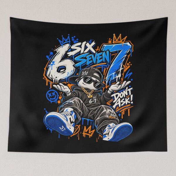 Item preview, Six Seven 67 Don’t Ask – Funny Viral Meme Graffiti Streetwear designed and sold by dhmnee.