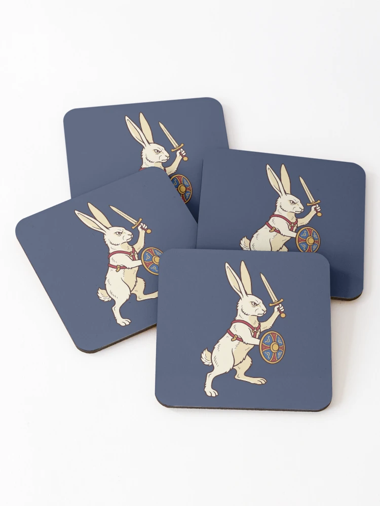 Thumbnail 1 of 5, Coasters (Set of 4), Medieval Rabbit Knight With Sword designed and sold by Rariks.