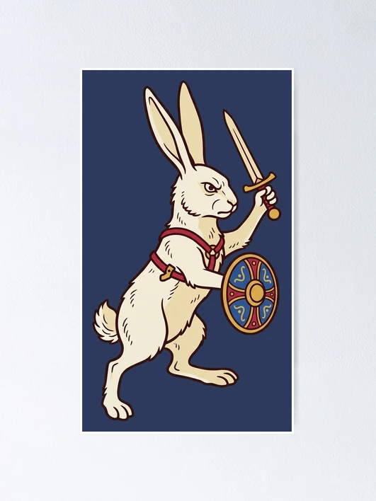 Thumbnail 1 of 3, Poster, Medieval Rabbit Knight With Sword designed and sold by Rariks.
