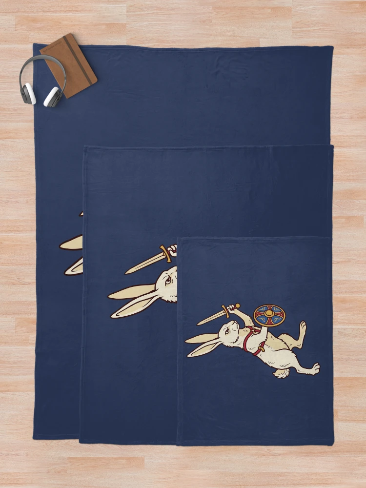 Thumbnail 5 of 6, Throw Blanket, Medieval Rabbit Knight With Sword designed and sold by Rariks.