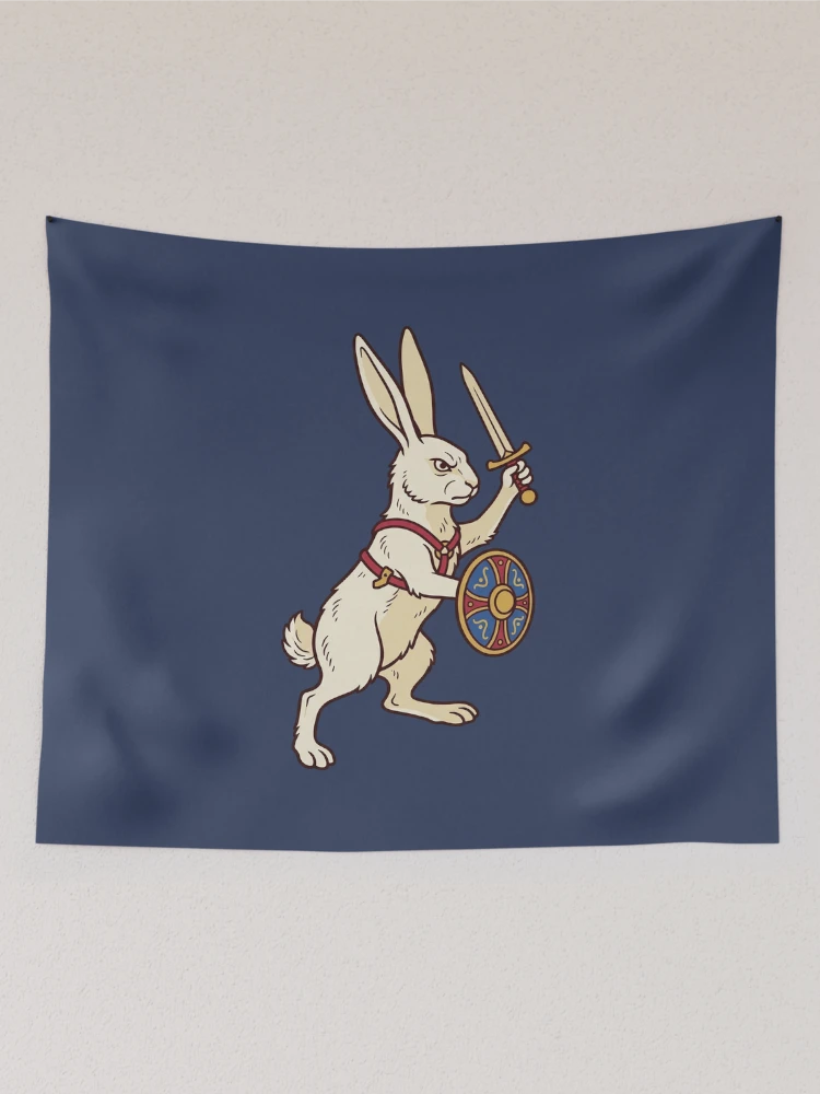 Thumbnail 2 of 3, Tapestry, Medieval Rabbit Knight With Sword designed and sold by Rariks.
