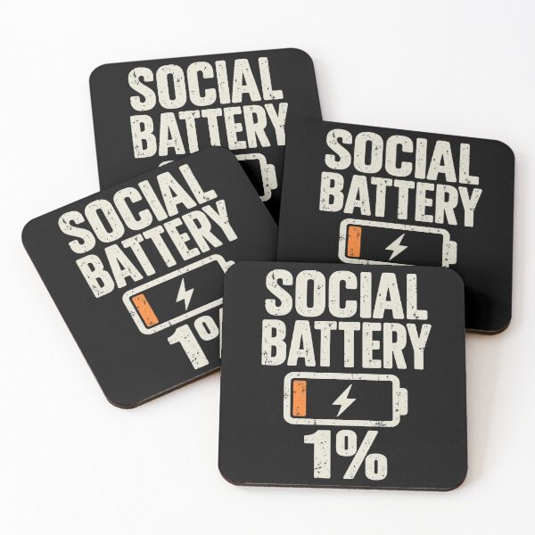 Item preview, Social Battery 1% Low Battery Funny Introvert Humor designed and sold by Kladhadredo.