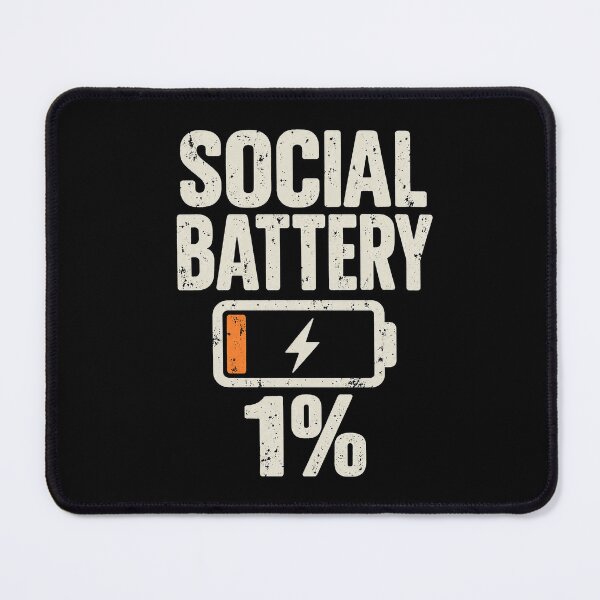 Item preview, Social Battery 1% Low Battery Funny Introvert Humor designed and sold by Kladhadredo.