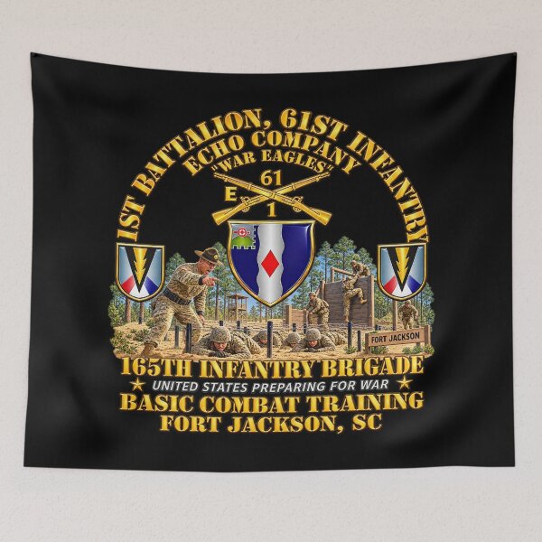 Item preview, Army - E Co 1st Bn 61st Infantry (BCT) - 165th Inf Bde Ft Jackson SC - with Training Scene - 3D - Transparent designed and sold by Military Insignia Products.