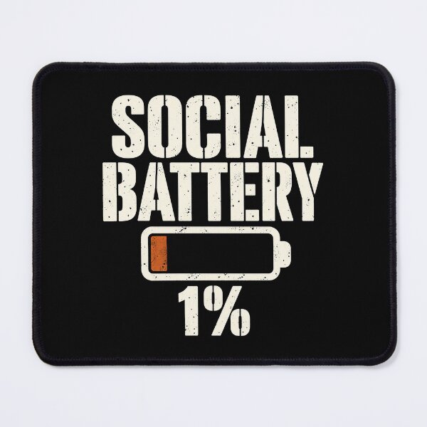 Item preview, Social Battery 1% Low Battery Funny Introvert Humor designed and sold by Kladhadredo.