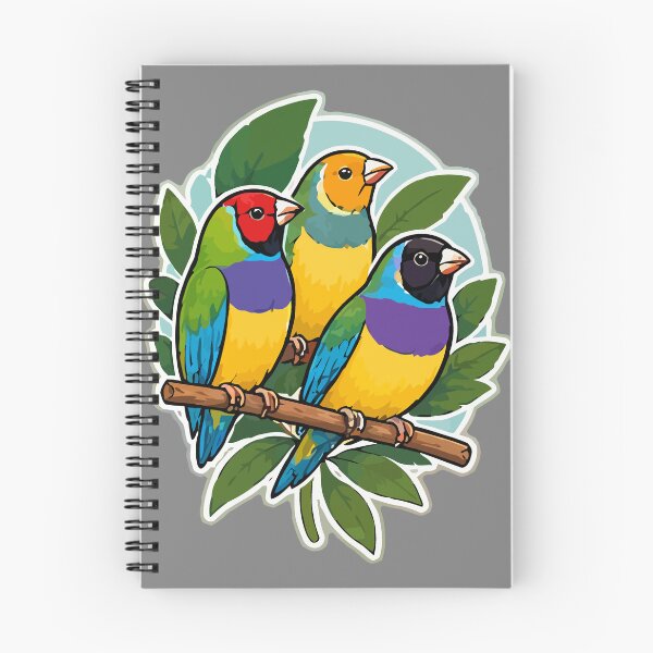 Item preview, Colorful Gouldian Finches Trio on Branch, Exotic Tropical Birds Art designed and sold by TimerX.