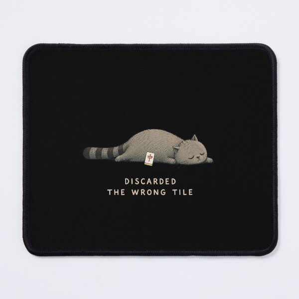 Item preview, Sad Raccoon Cat Playing Mahjong Discard Mistake designed and sold by MotivaChic.