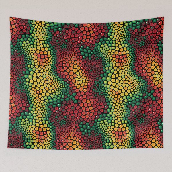 Item preview, Harvest Lantern Chameleon - Red Gold Green Pebble Mosaic Pattern designed and sold by Shiri Mor Arts.