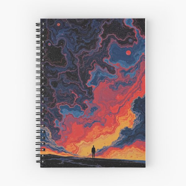 Item preview, Man Looking At Colorful Sky - Red Blue Sunset Art designed and sold by WavyCurve.
