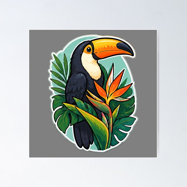 Item preview, Tropical Toco Toucan & Bird of Paradise Flower, Lush Jungle Art designed and sold by TimerX.