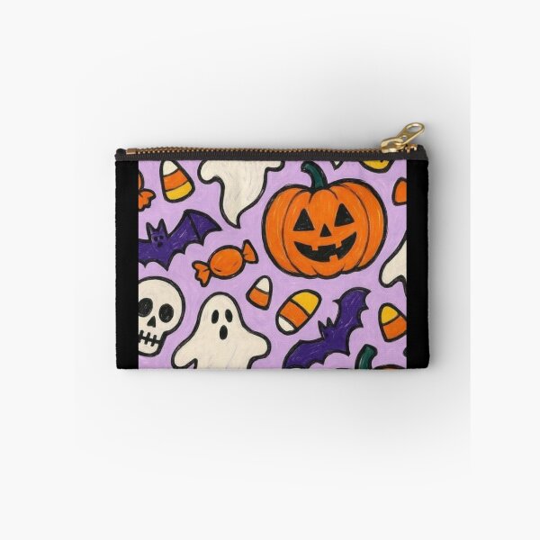 Item preview, Purple Halloween Pattern - Pumpkin Ghost Bat Candy Art designed and sold by WavyCurve.