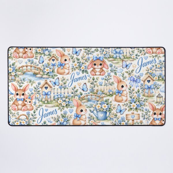 Artikelvorschau, James Baby Bunnies – Blue Floral Woodland Nursery Pattern entworfen und verkauft von HO•Designs.