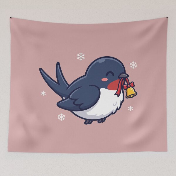 Item preview, Cute Christmas Swallow with Golden Bell designed and sold by Rariks.