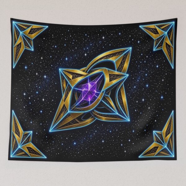 Item preview, Neon Cyber Baroque Talisman - Prismatic Purple Crystal Gold Art designed and sold by Breezes-of-Ida.