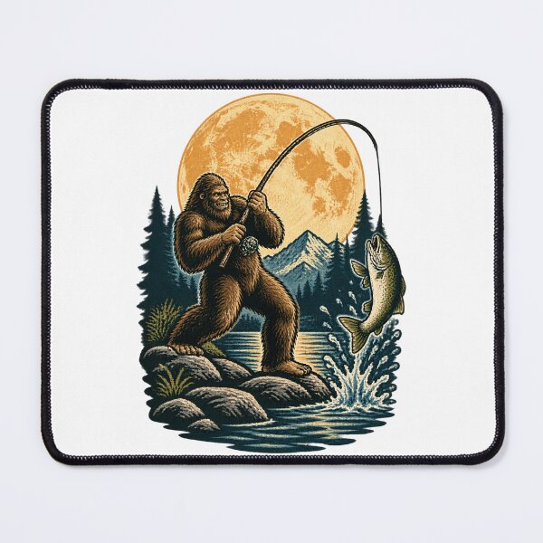 Item preview, Bigfoot Fishing Under the Moon - Funny Sasquatch and Fish Design LIMITED EDITION designed and sold by winzesty.