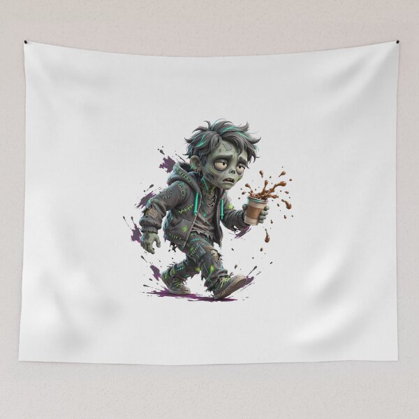 Item preview, Zombie Coffee Run Tired Morning Undead Chibi Funny Cute designed and sold by  One City Two Children Studio.