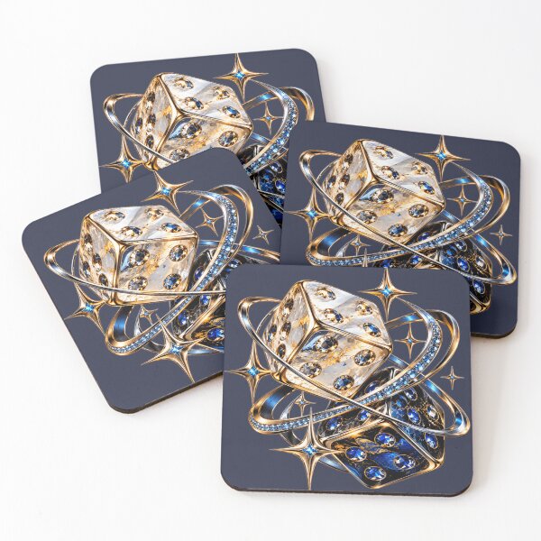 Item preview, Luxury Cosmic Dice – Marble and Sapphire Lucky Bones Art designed and sold by chicworld2026.