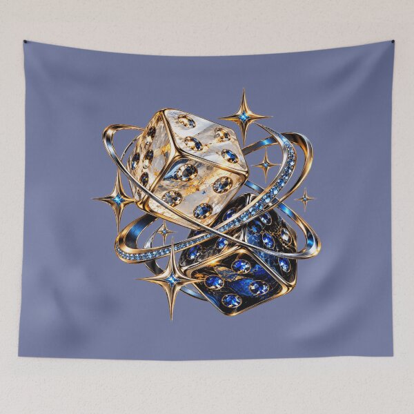Item preview, Luxury Cosmic Dice – Marble and Sapphire Lucky Bones Art designed and sold by chicworld2026.