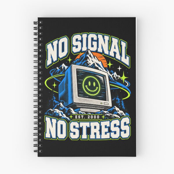 Item preview, No Signal No Stress Retro Tech Mountain Y2K Graphic Tee designed and sold by dhmnee.