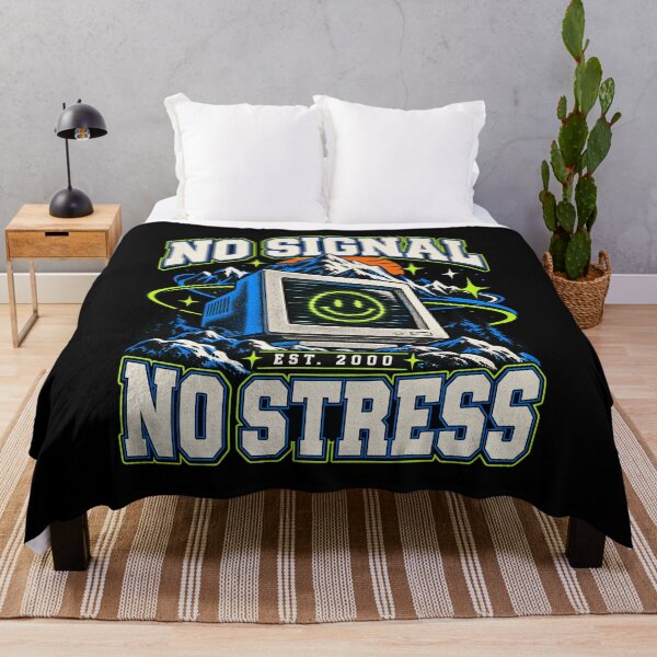 Item preview, No Signal No Stress Retro Tech Mountain Y2K Graphic Tee designed and sold by dhmnee.