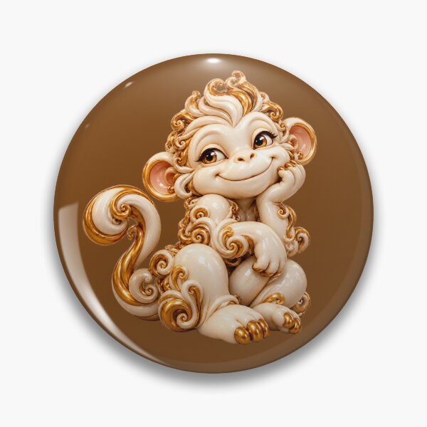 Item preview, Cute Porcelain Monkey – Gold Baroque Ceramic Statue Art designed and sold by chicworld2026.