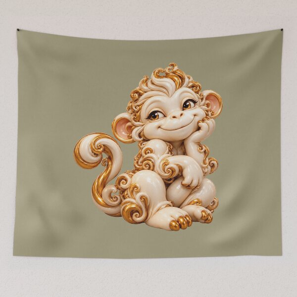 Item preview, Cute Porcelain Monkey – Gold Baroque Ceramic Statue Art designed and sold by chicworld2026.