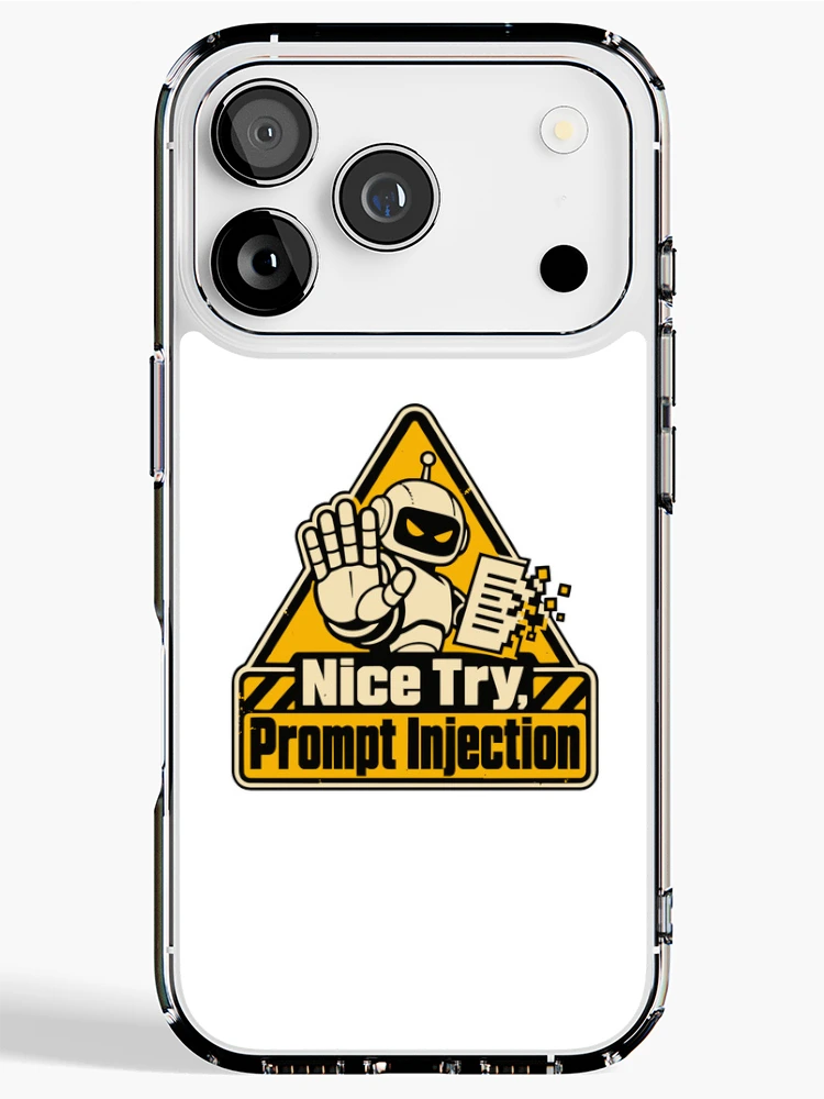 Thumbnail 1 of 5, iPhone Case, Nice Try, Prompt Injection Warning Sign designed and sold by ThreadQuirk.