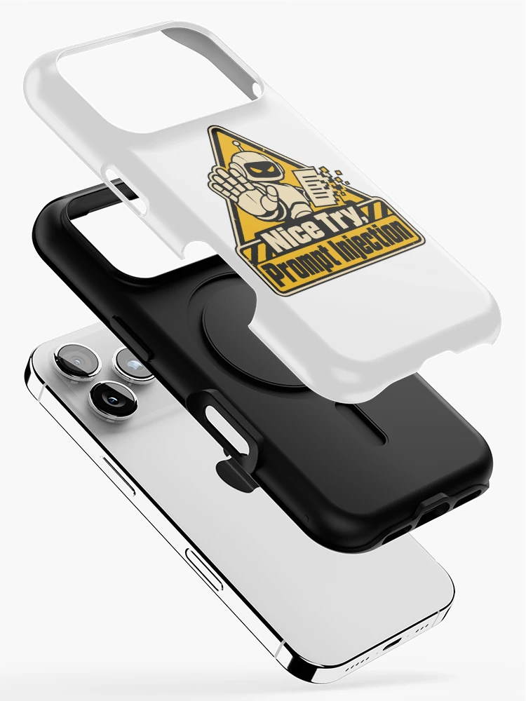 Thumbnail 2 of 4, iPhone Case, Nice Try, Prompt Injection Warning Sign designed and sold by ThreadQuirk.