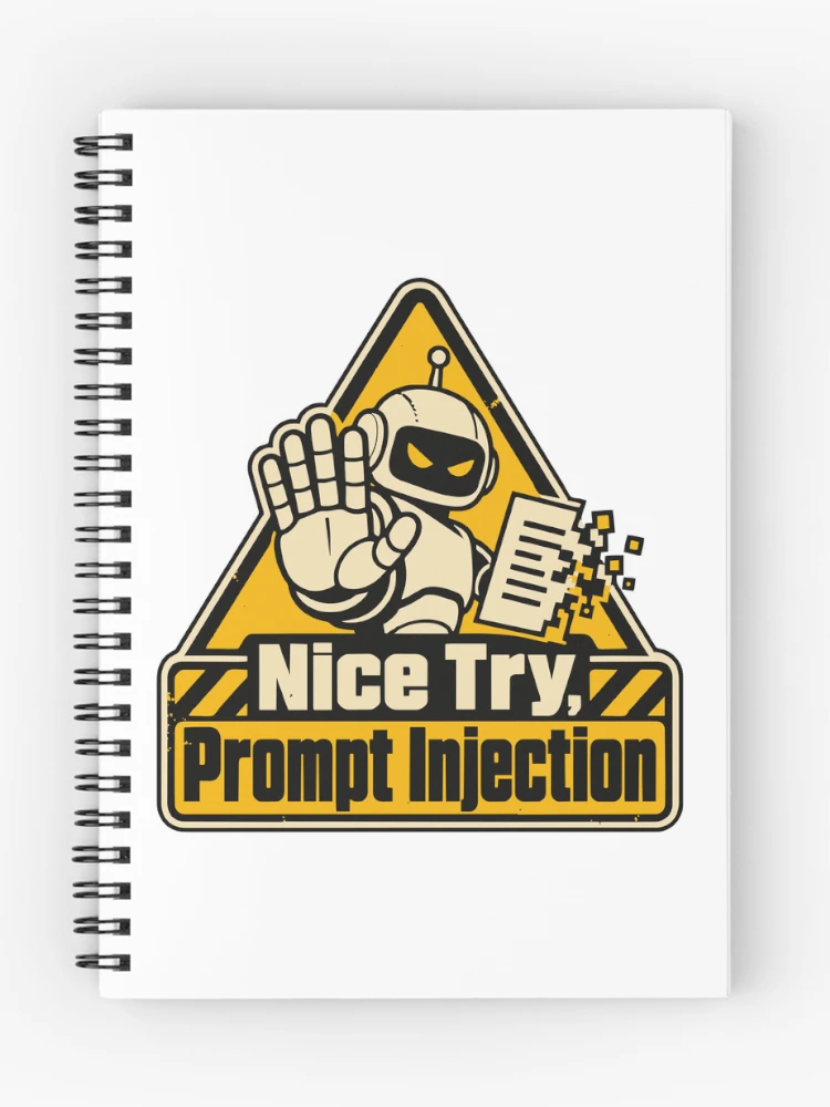 Thumbnail 1 of 3, Journal, Nice Try, Prompt Injection Warning Sign designed and sold by ThreadQuirk.