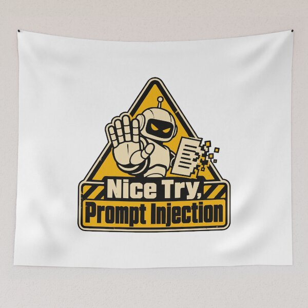 Item preview, Nice Try, Prompt Injection Warning Sign designed and sold by ThreadQuirk.