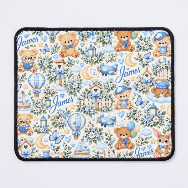 Artikelvorschau, James Teddy Bear Nursery – Blue Adventure Baby Blanket Pattern entworfen und verkauft von HO•Designs.