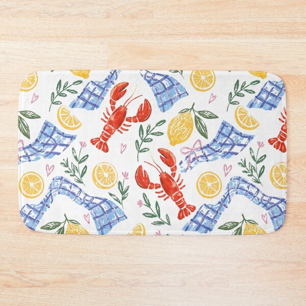 Item preview, Italian Summer — Lobster, Lemon & Blue Gingham Pattern designed and sold by Love Pantone .