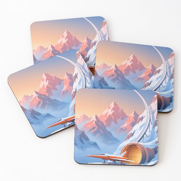 Item preview, Retro Spaceport in Snowy Mountains Vintage Sci-Fi Spaceplane Art designed and sold by Islaelswhere.