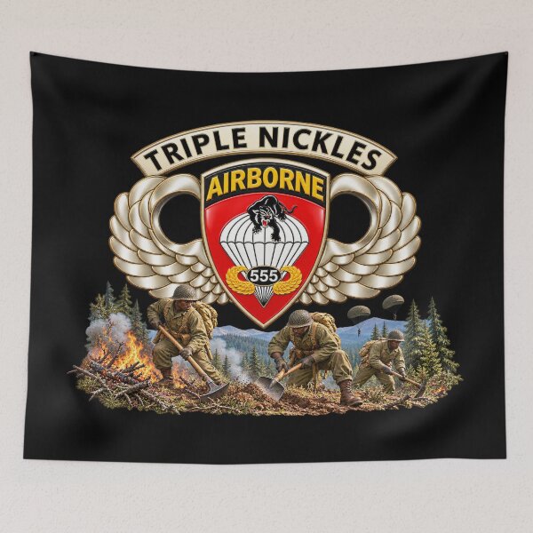 Item preview, Army - Airborne Badge - 555th Parachute Infantry Bn - SSI w Triple NIckles Tab - Smoke Jumpers - Firefighting - 3D - Transparent designed and sold by Military Insignia Products.