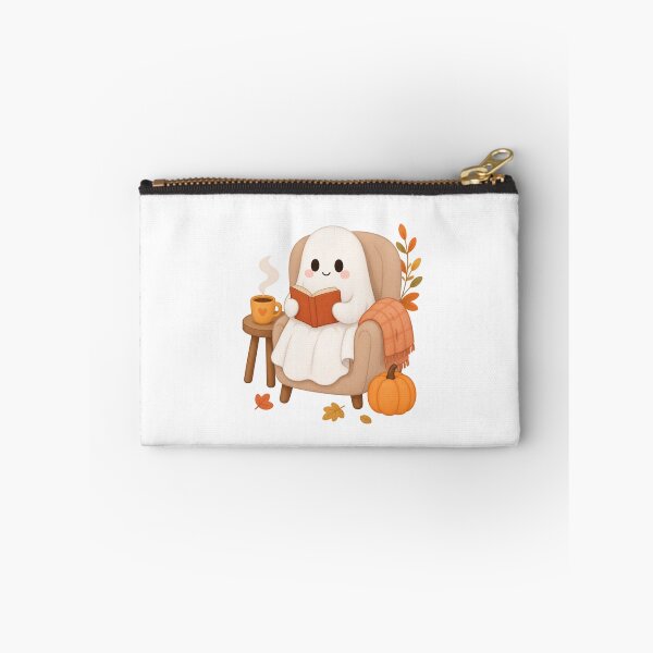 Item preview, Cozy Bookish Ghost Reading in Armchair – Autumn Coffee & Pumpkin Vibe designed and sold by Alchemy8House.