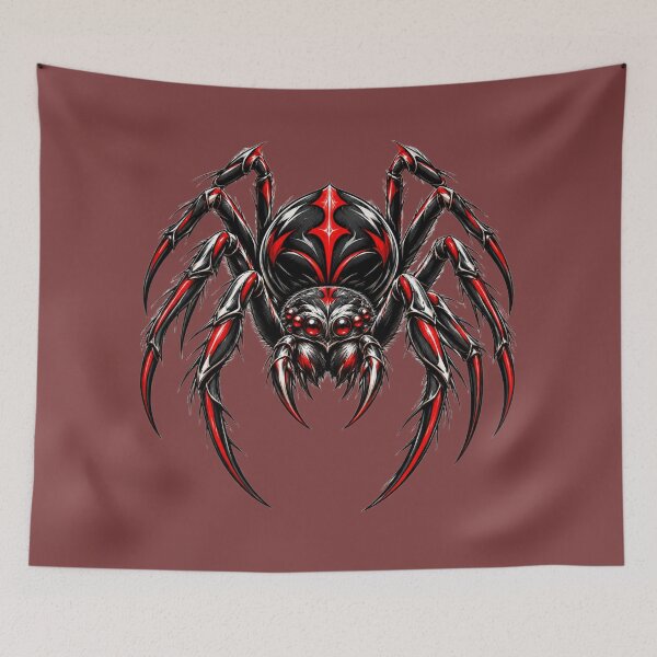 Item preview, Cyberpunk Black Widow Spider – Aggressive Red and Black Gothic Art designed and sold by charmaroundyou.