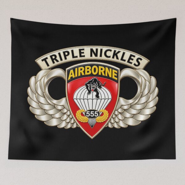 Item preview, Army - Airborne Badge - 555th Parachute Infantry Bn - SSI w Triple NIckles Tab - 3D - Transparent designed and sold by Military Insignia Products.